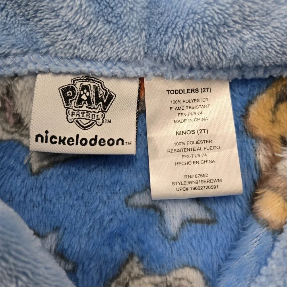 Nickelodeon Paw Patrol Cozy Fleece Bath Robe‎ Boys 2T Chase Marshall Rubble